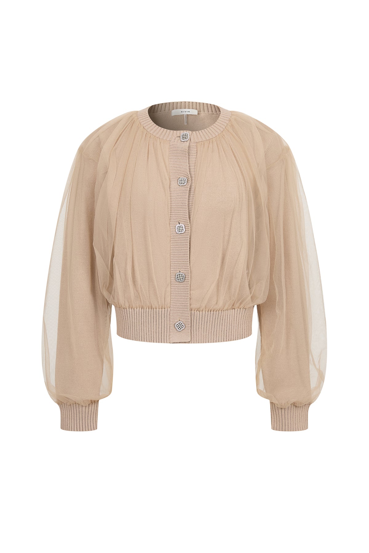 Marielle Crew-Neck Tulle Cardigan