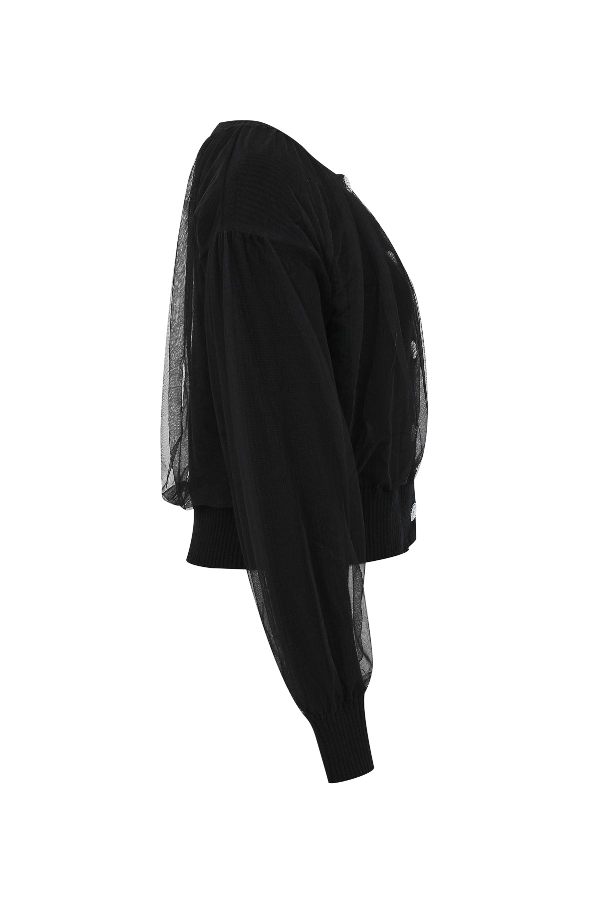 Marielle Crew-Neck Tulle Cardigan