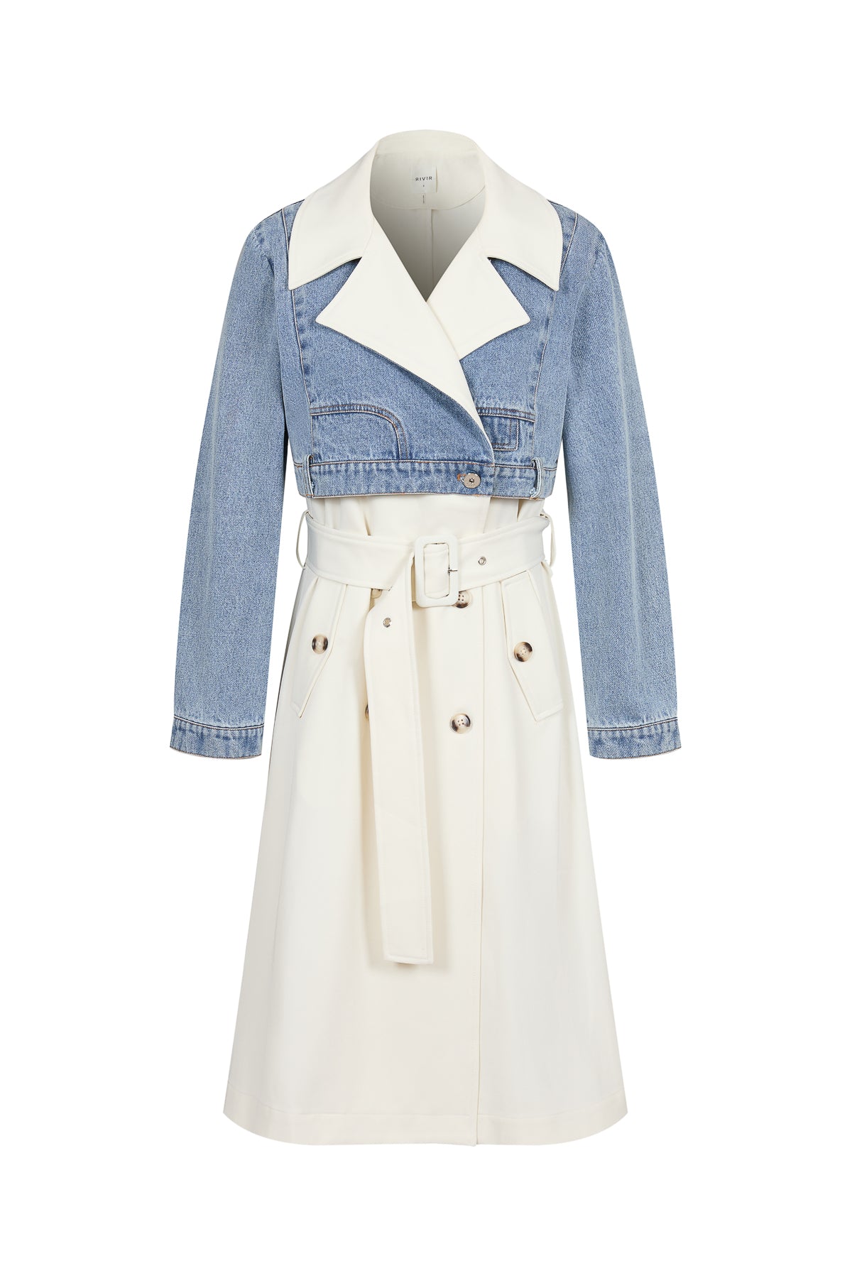 Amandine Denim Deconstructed Coat With Contrast