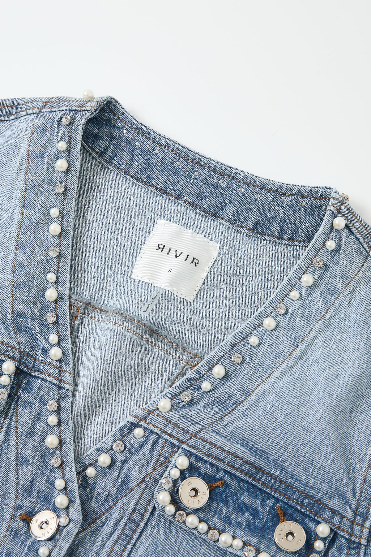 Aurelie Denim Studded Peplum Jacket