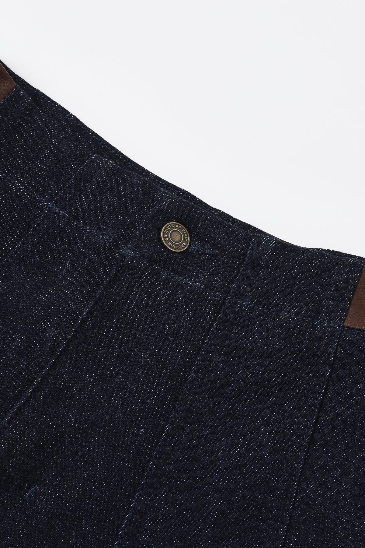 Fitted Denim-Leather Synthesis Skirt