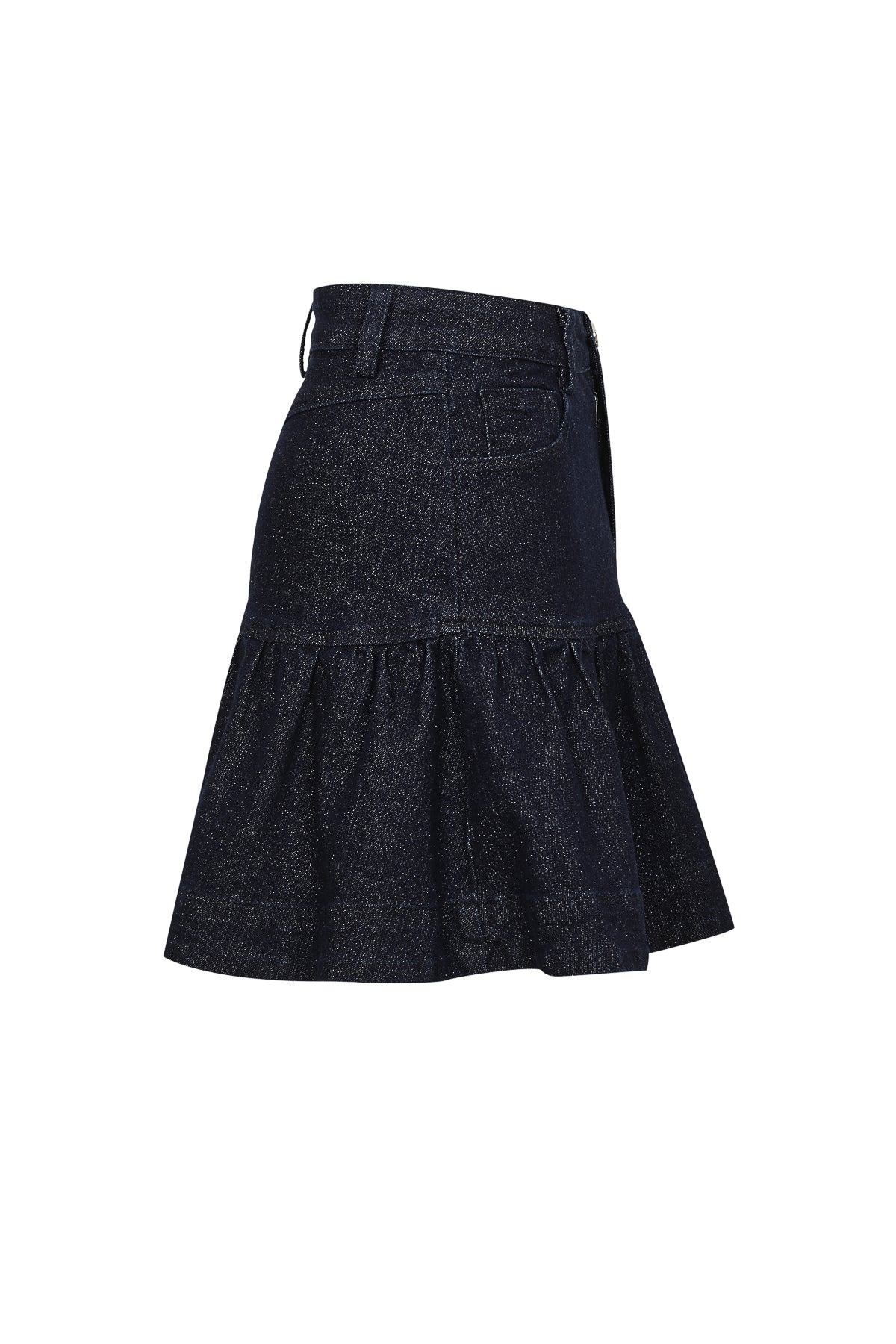 Lurex Denim Frame Skirt