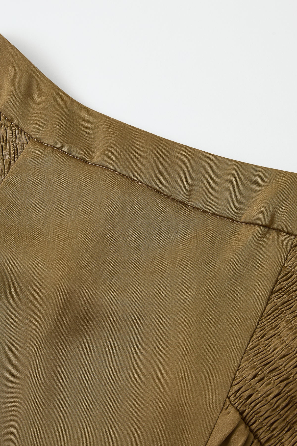 Smocking Detail Maxi Satin Skirt