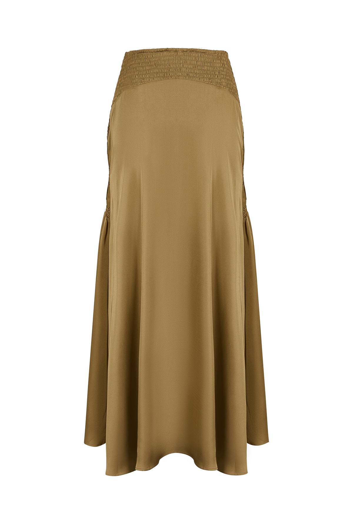 Smocking Detail Maxi Satin Skirt