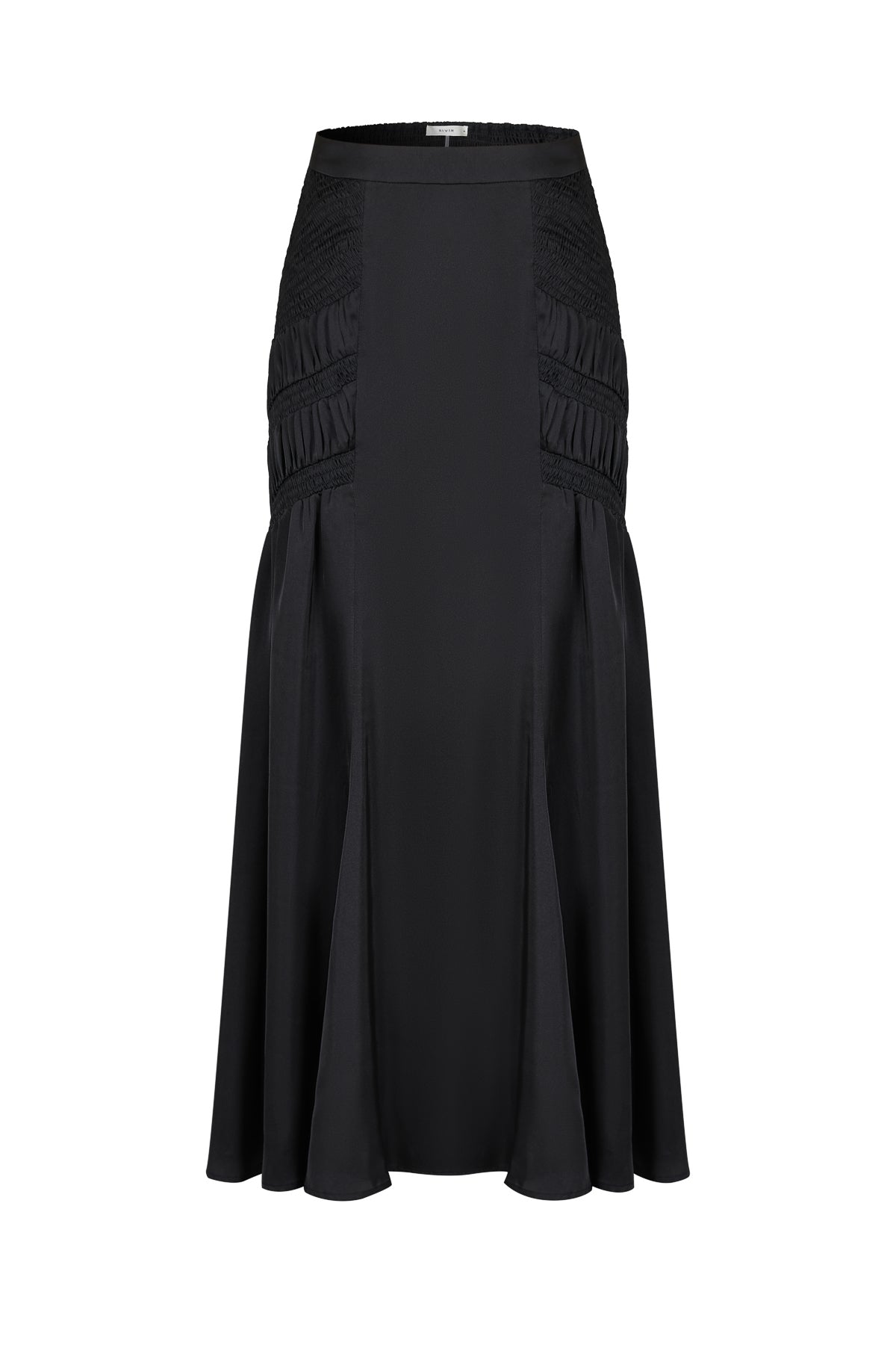Smocking Detail Maxi Satin Skirt