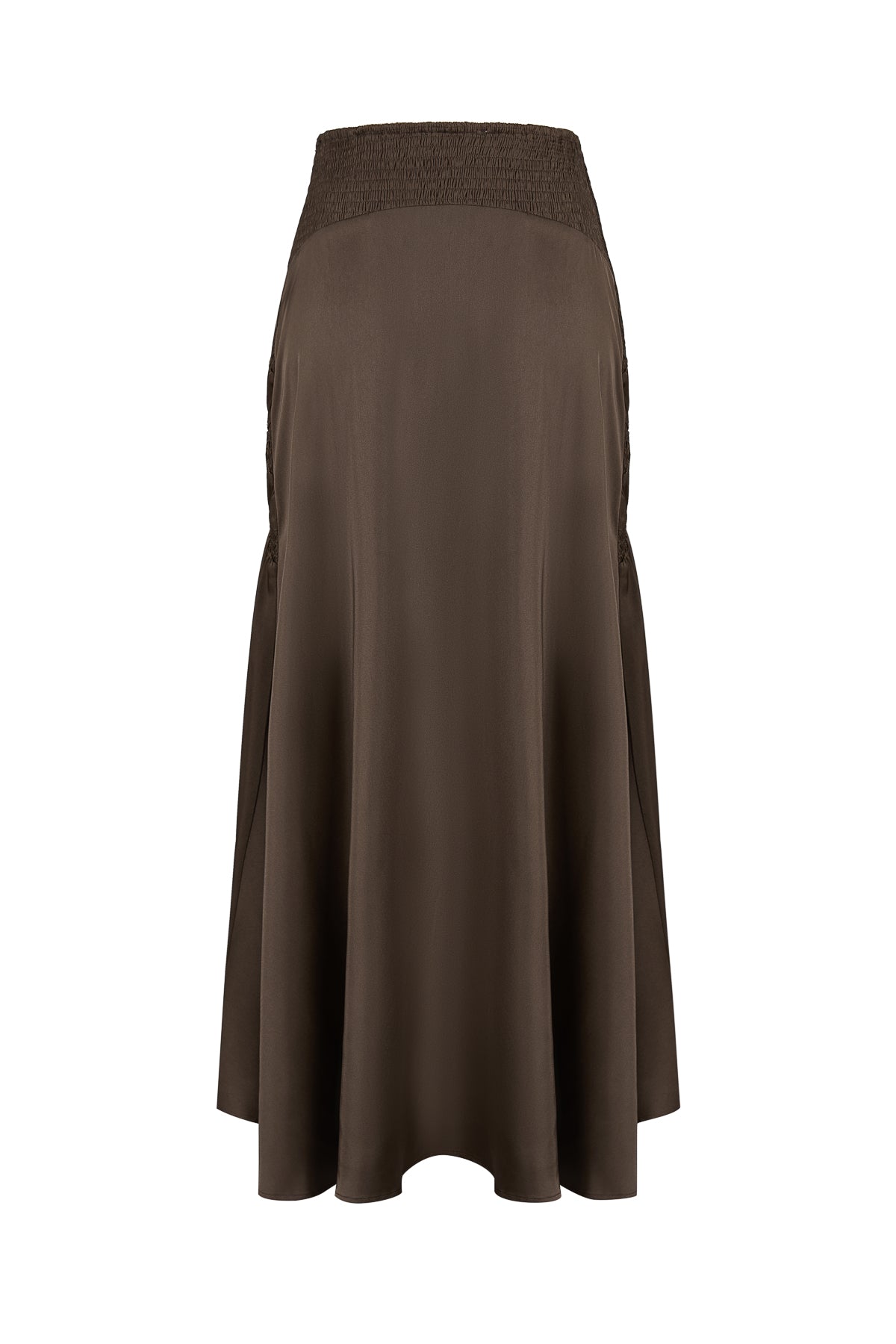 Smocking Detail Maxi Satin Skirt