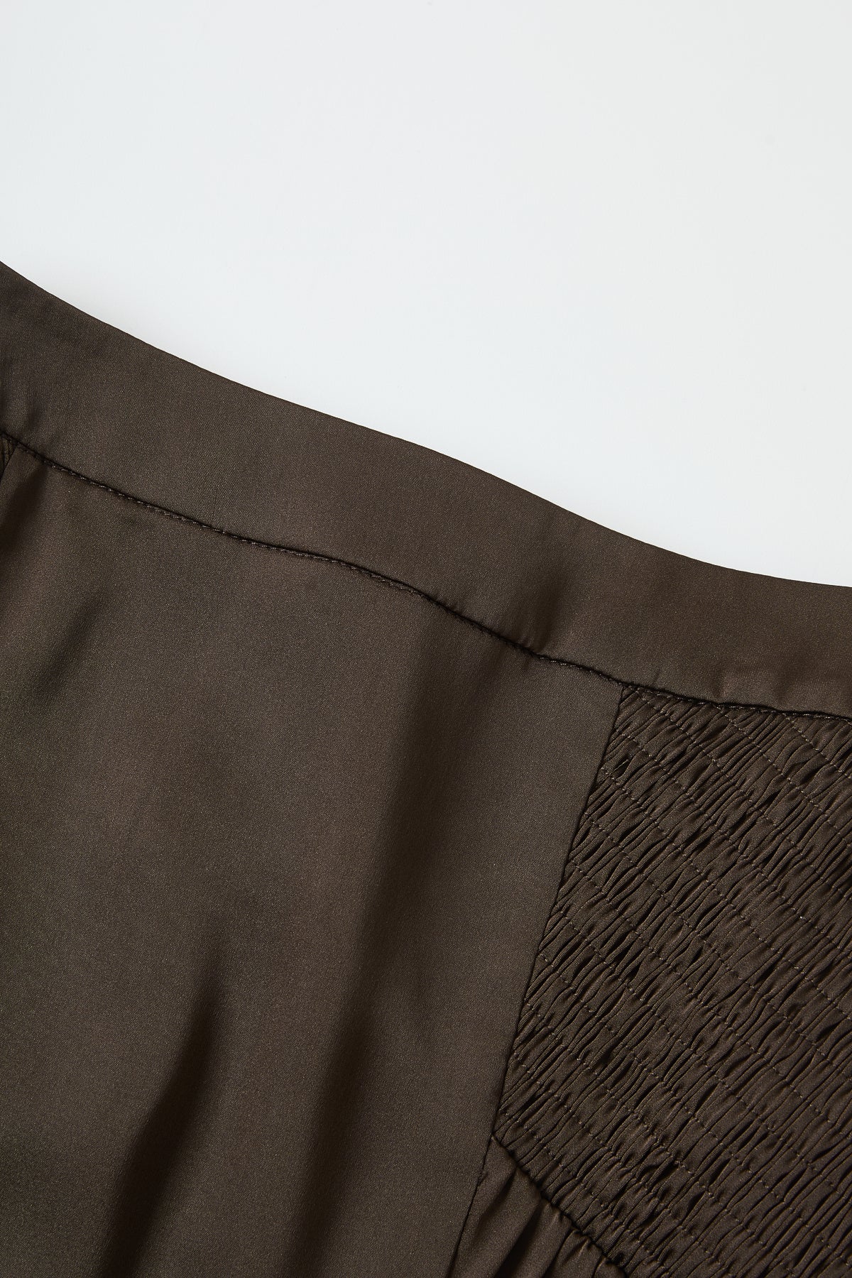 Smocking Detail Maxi Satin Skirt