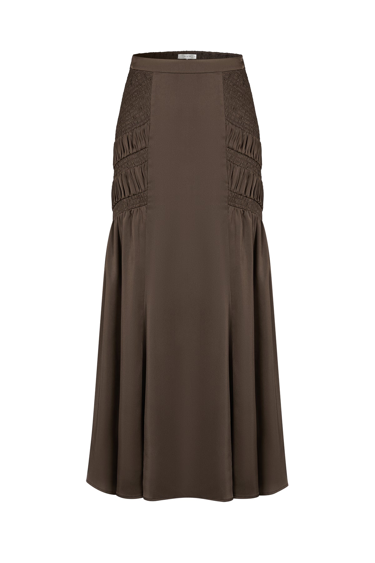 Smocking Detail Maxi Satin Skirt