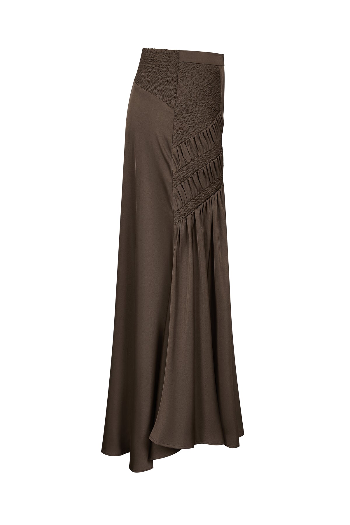 Smocking Detail Maxi Satin Skirt