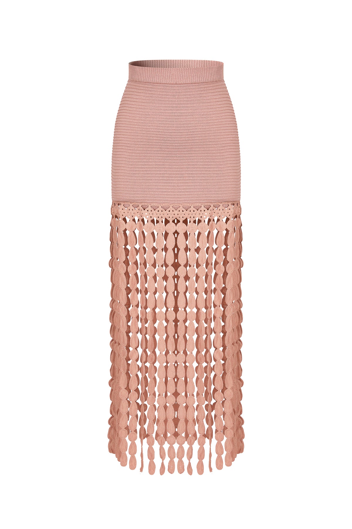 Knit Skirt with Fringe Detail