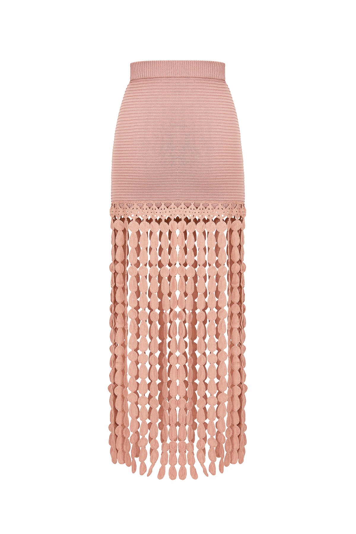 Knit Skirt with Fringe Detail