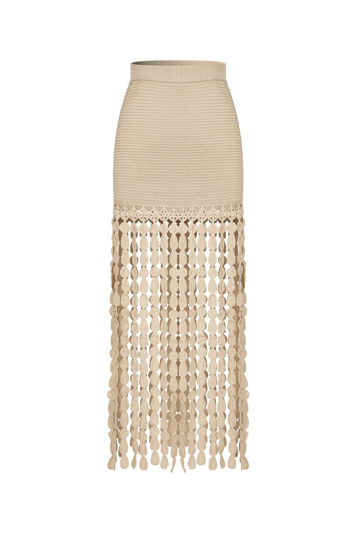 Knit Skirt with Fringe Detail