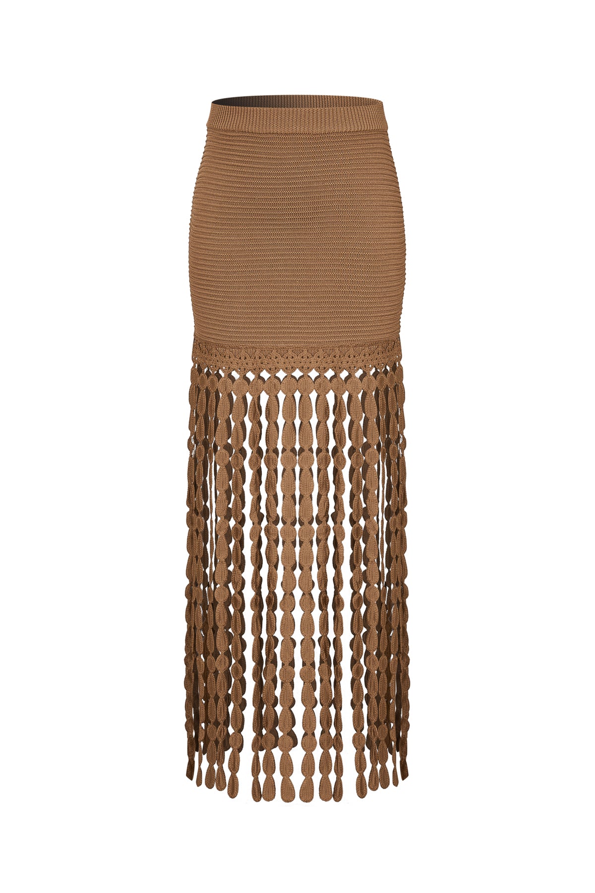Knit Skirt with Fringe Detail