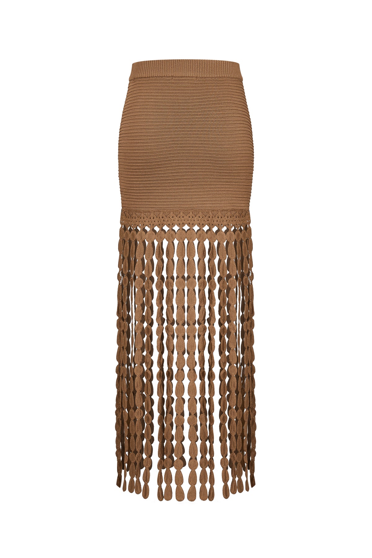 Knit Skirt with Fringe Detail