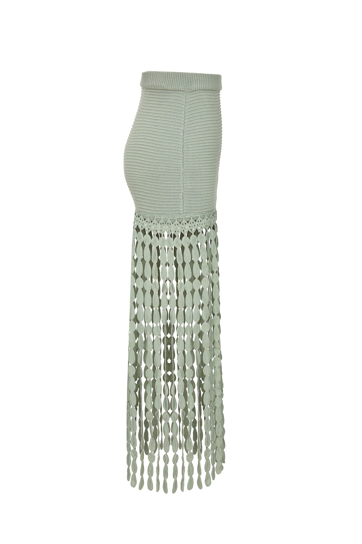 Knit Skirt with Fringe Detail