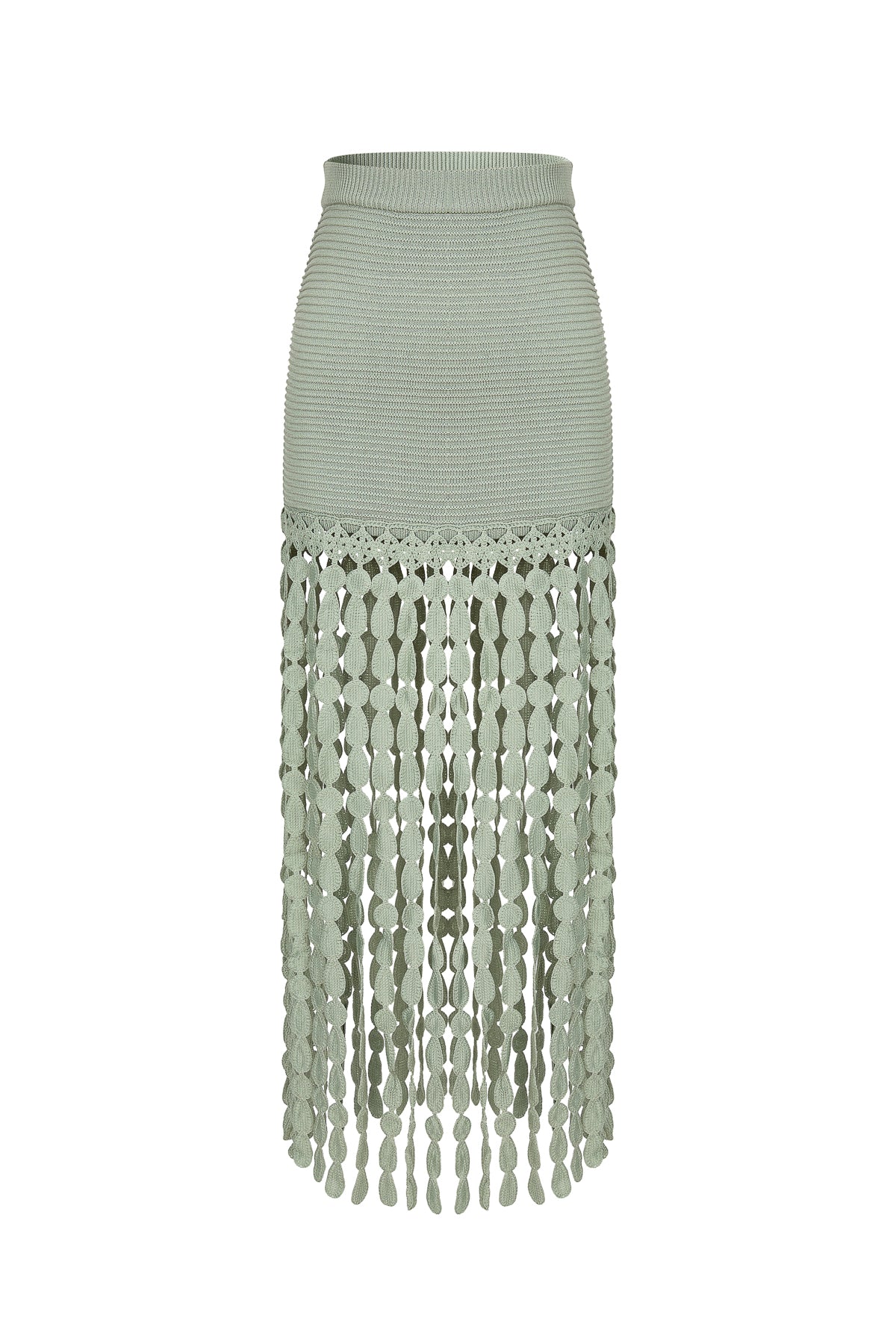 Knit Skirt with Fringe Detail