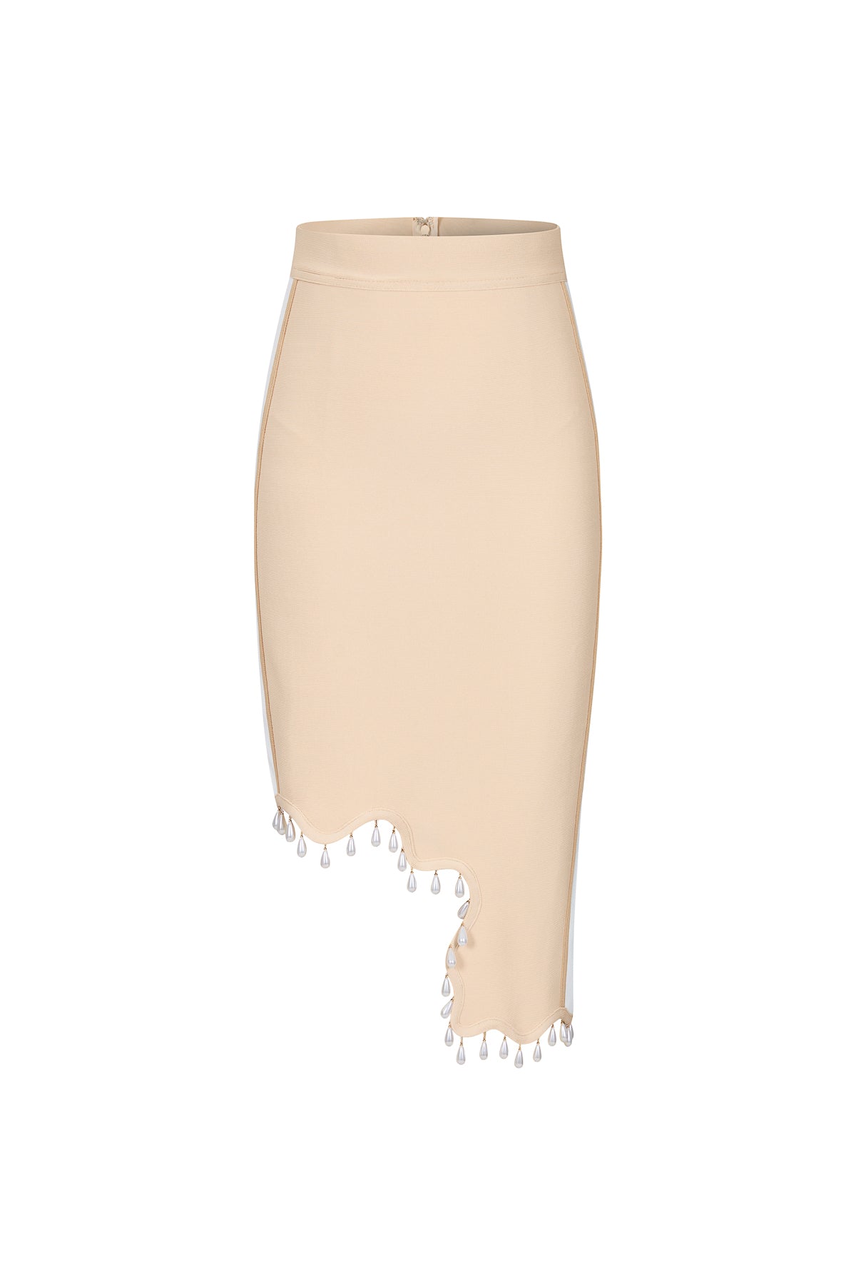 Wavy Fringe Asymmetric Midi Skirt