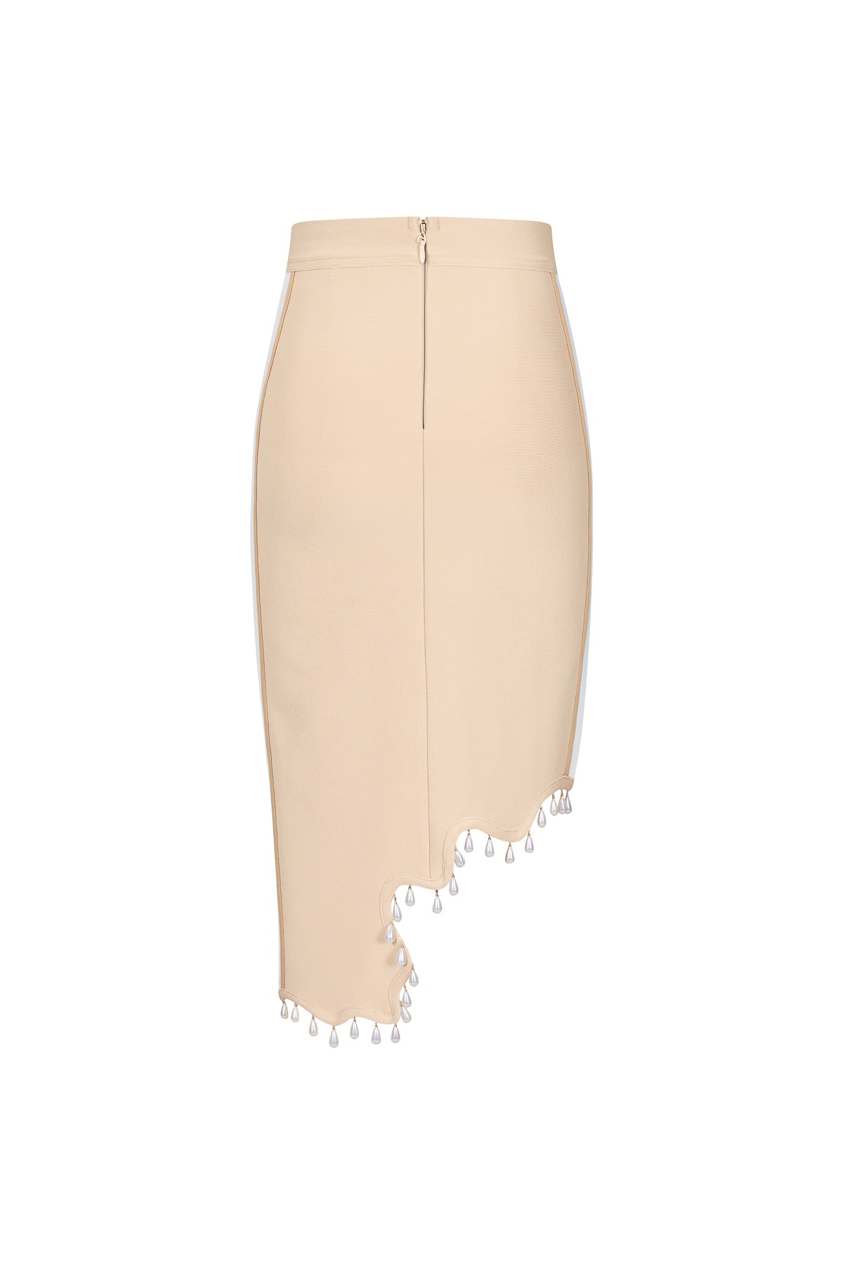 Wavy Fringe Asymmetric Midi Skirt