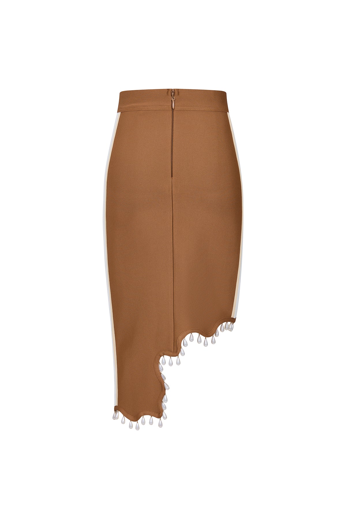 Wavy Fringe Asymmetric Midi Skirt