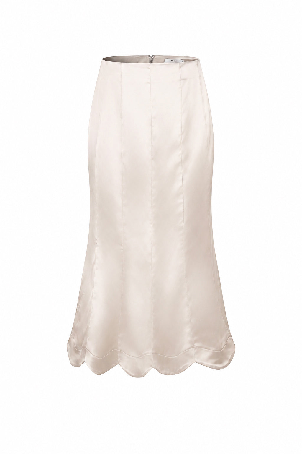 Scalloped Hem Midi Skirt