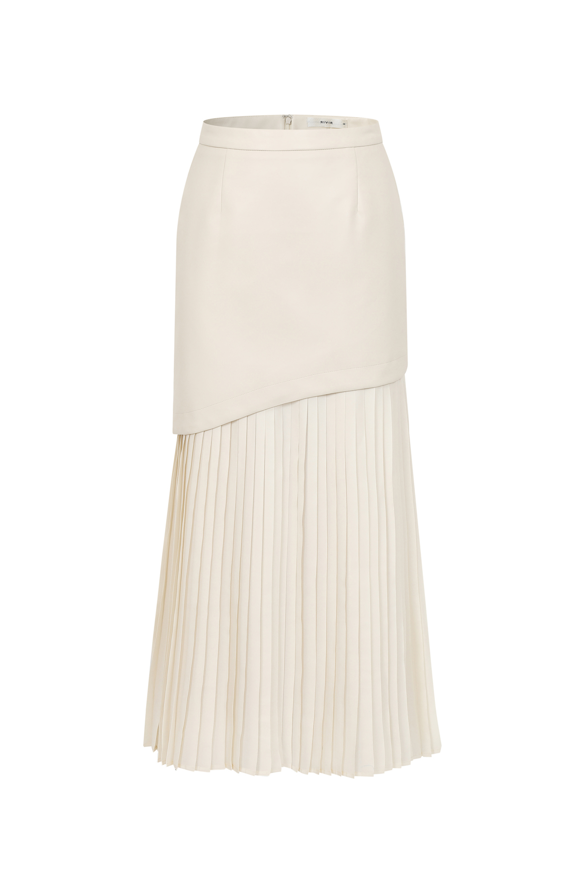 Pu Leather Chiffon Contrast Midi Skirt