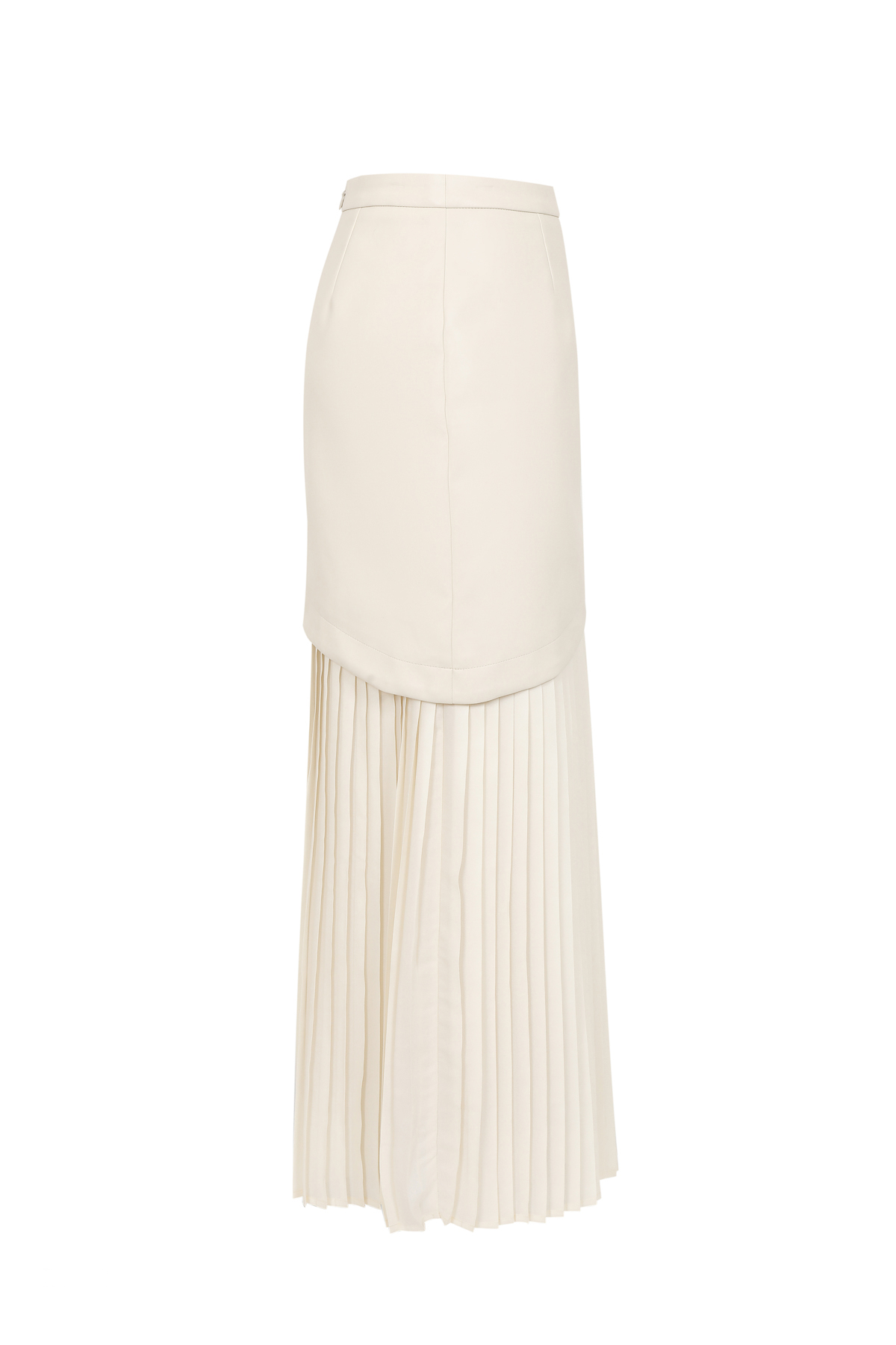 Pu Leather Chiffon Contrast Midi Skirt