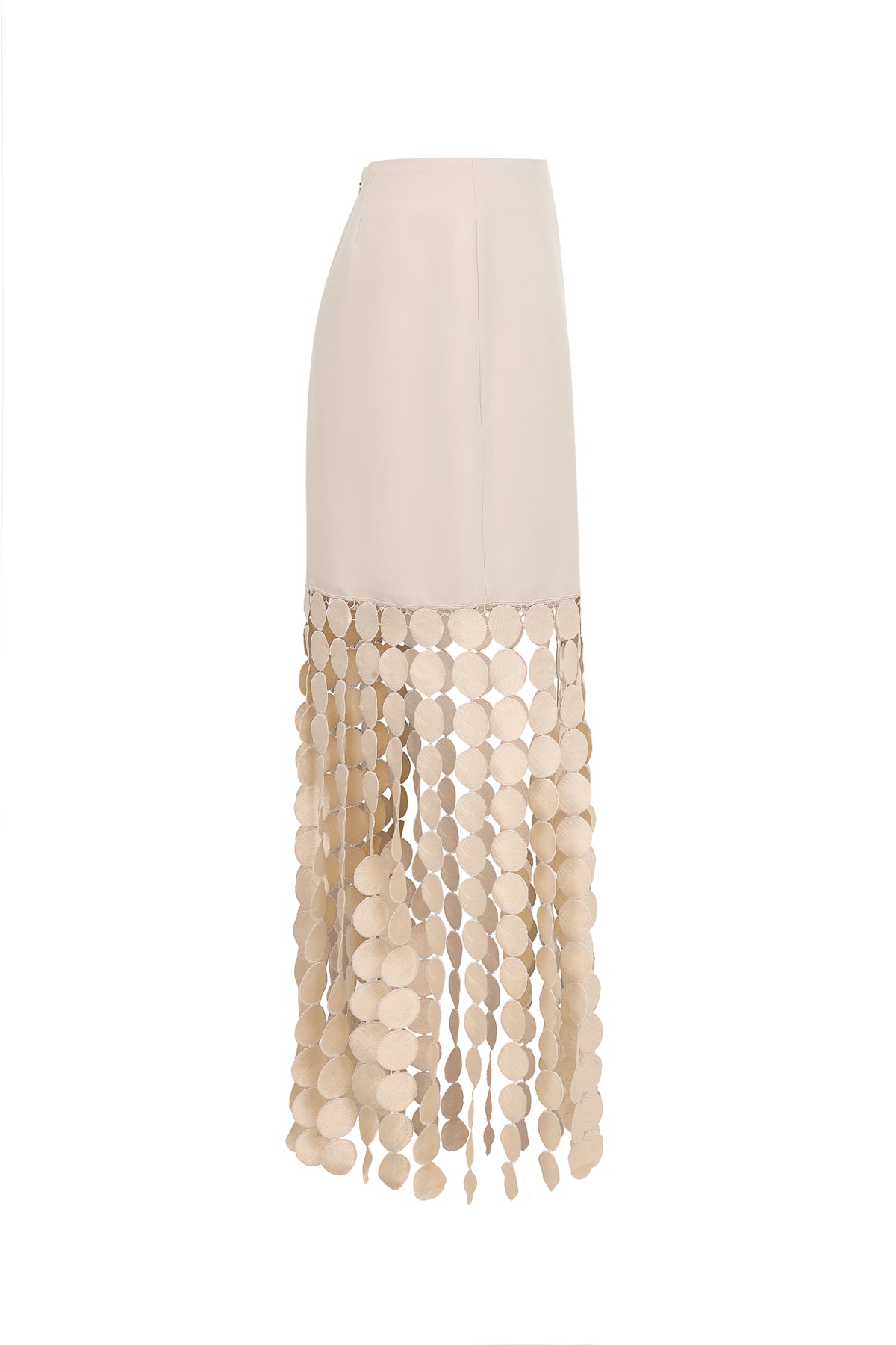 Soft Echo Midi Woven Skirt with Fringe