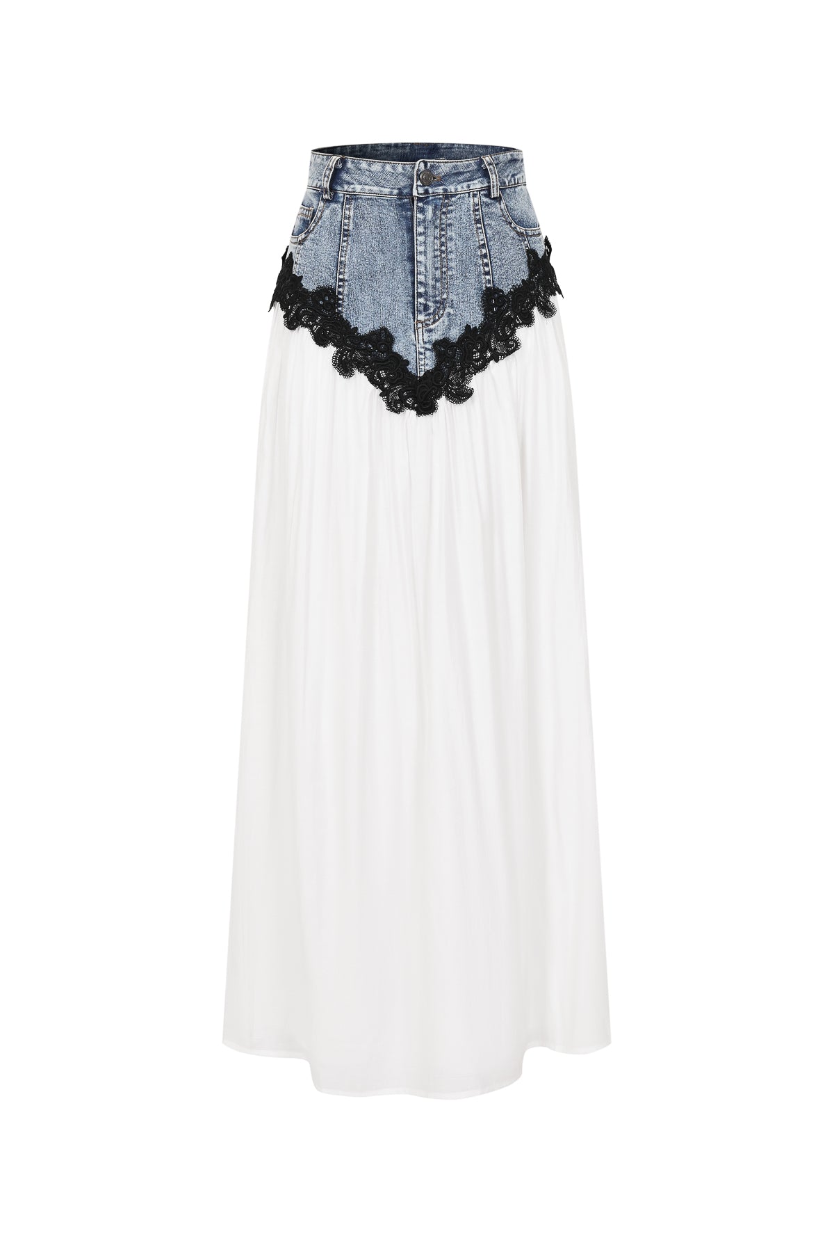 Amélie Denim Contrast Maxi Skirt
