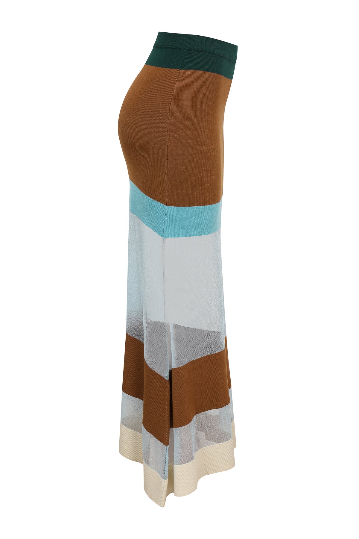 Valence Color Block Knit Maxi Skirt With Sheer Contrast