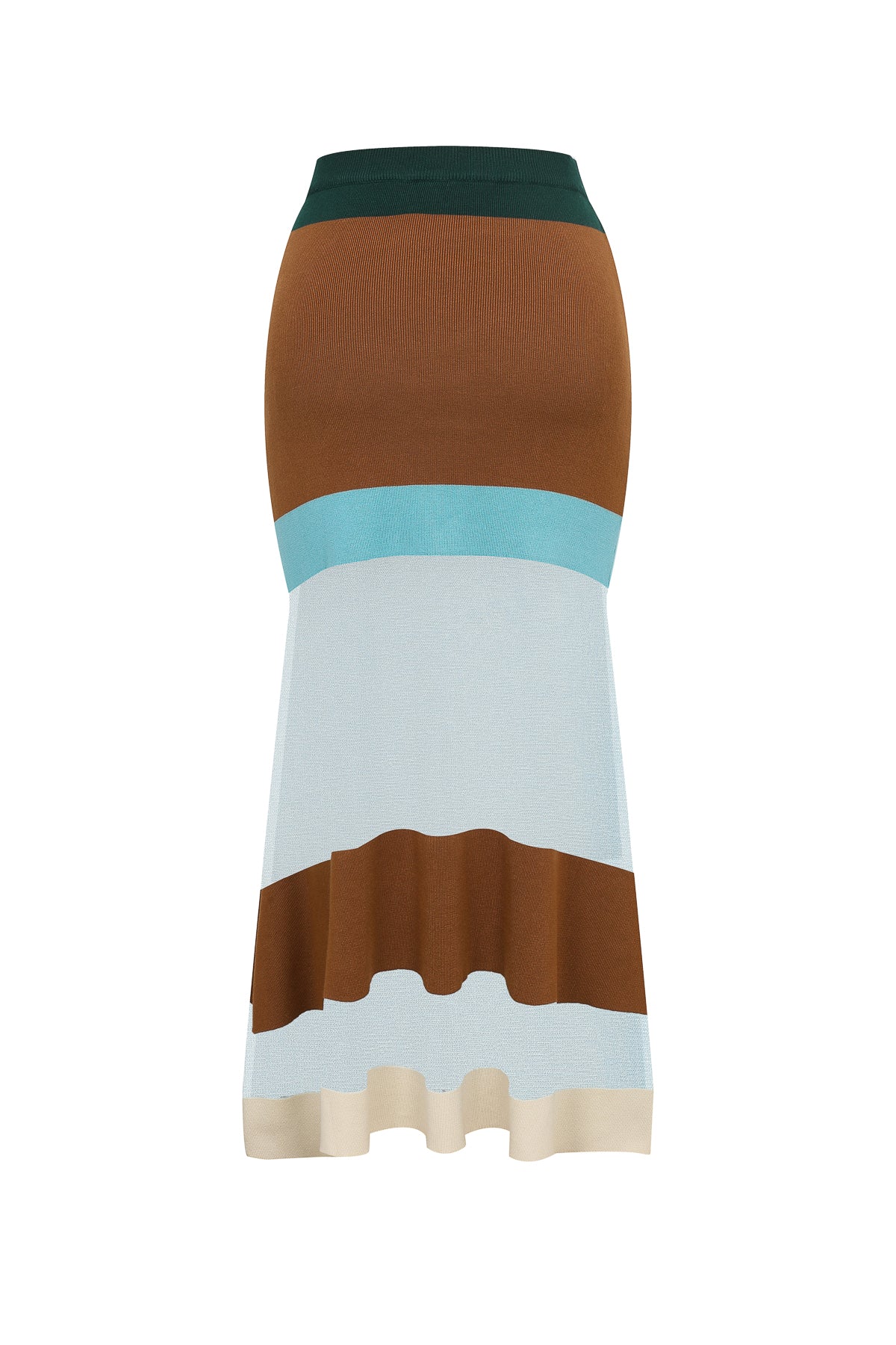 Valence Color Block Knit Maxi Skirt With Sheer Contrast