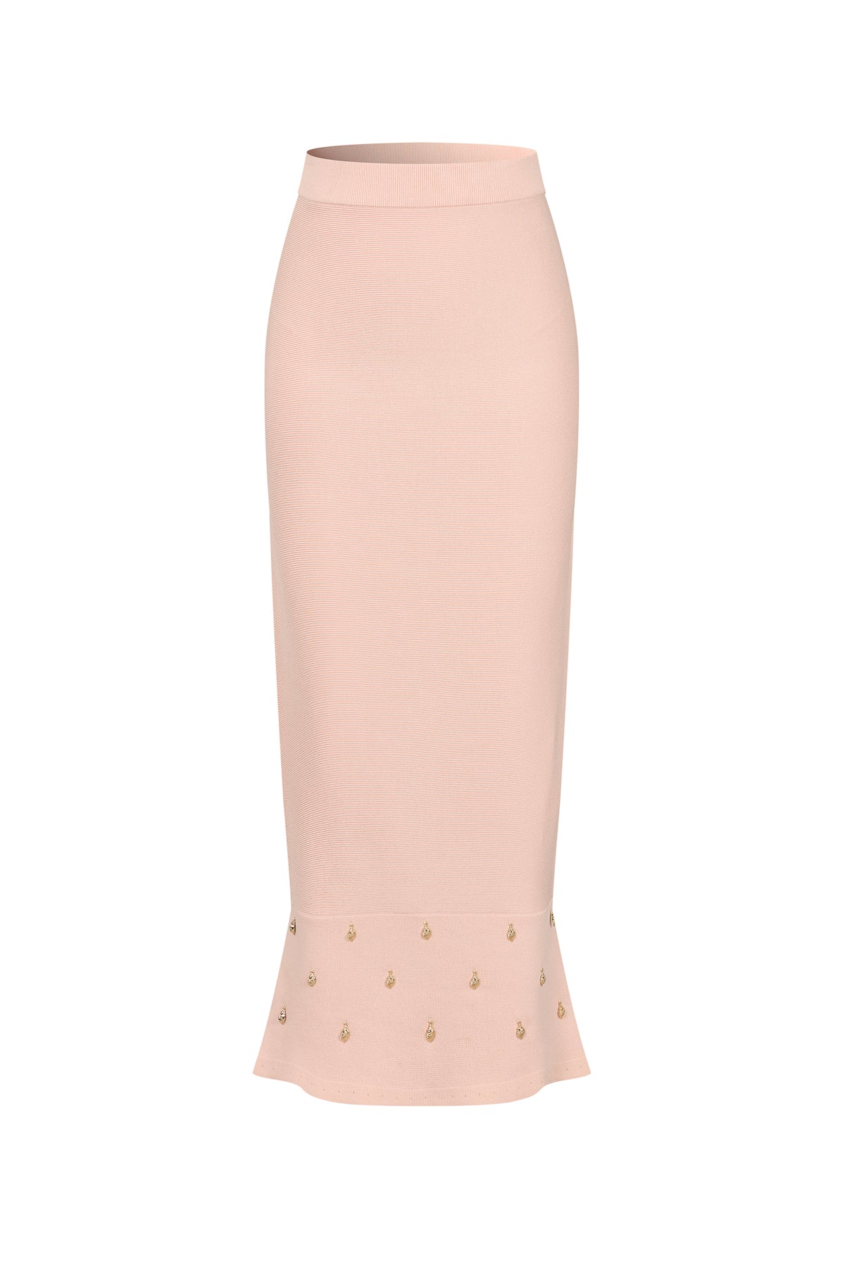 Knit Seashell Embellished Midi Skirt
