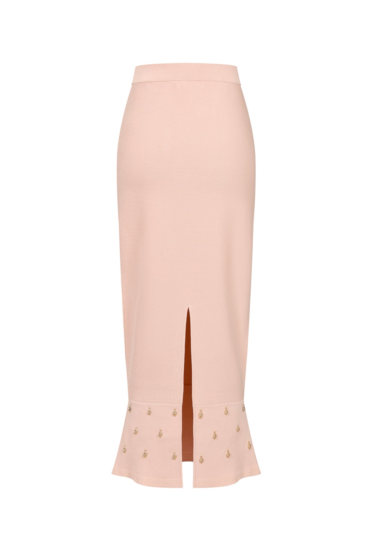 Knit Seashell Embellished Midi Skirt