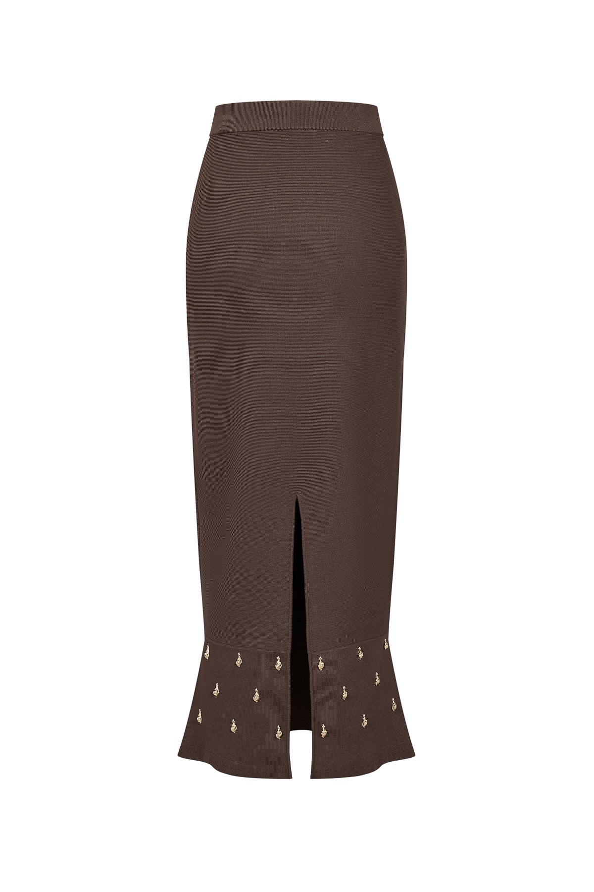 Knit Seashell Embellished Midi Skirt