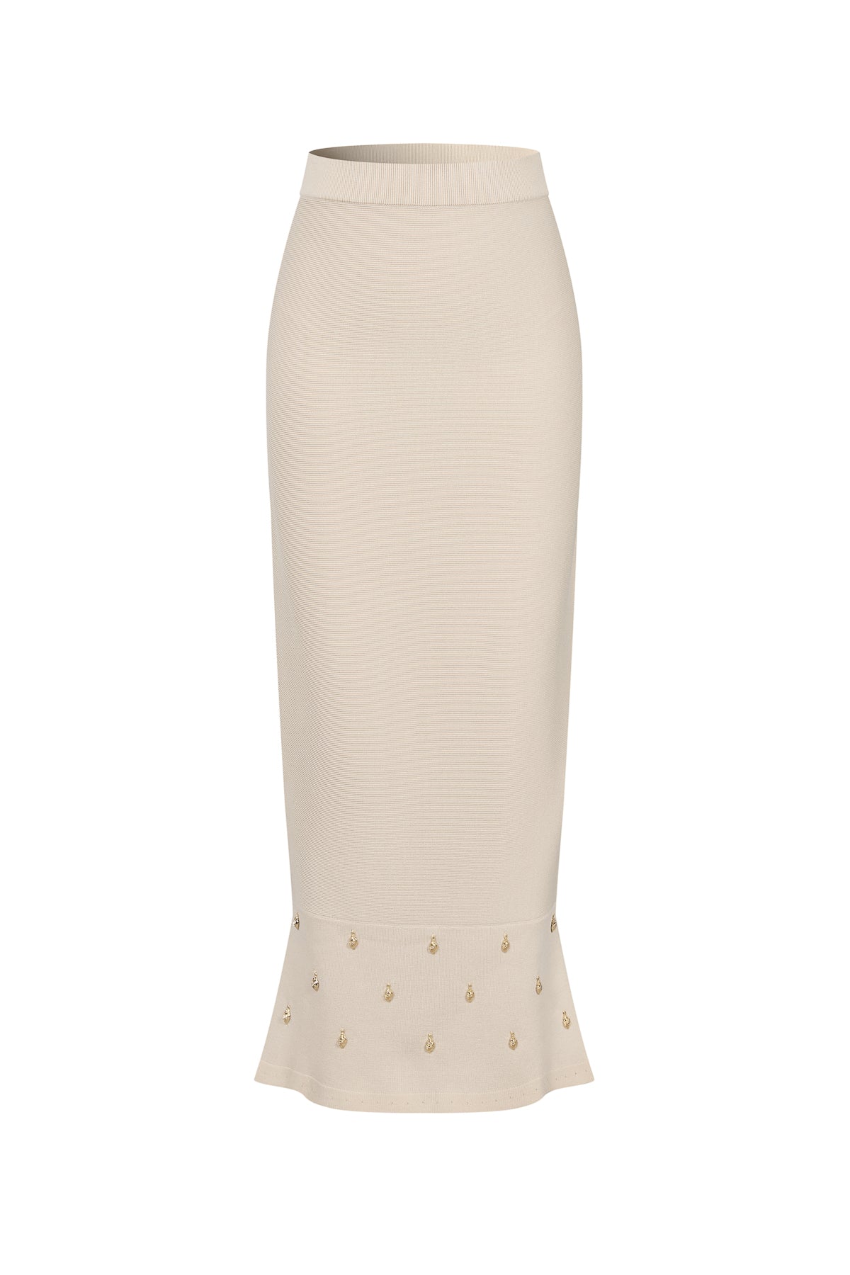Knit Seashell Embellished Midi Skirt