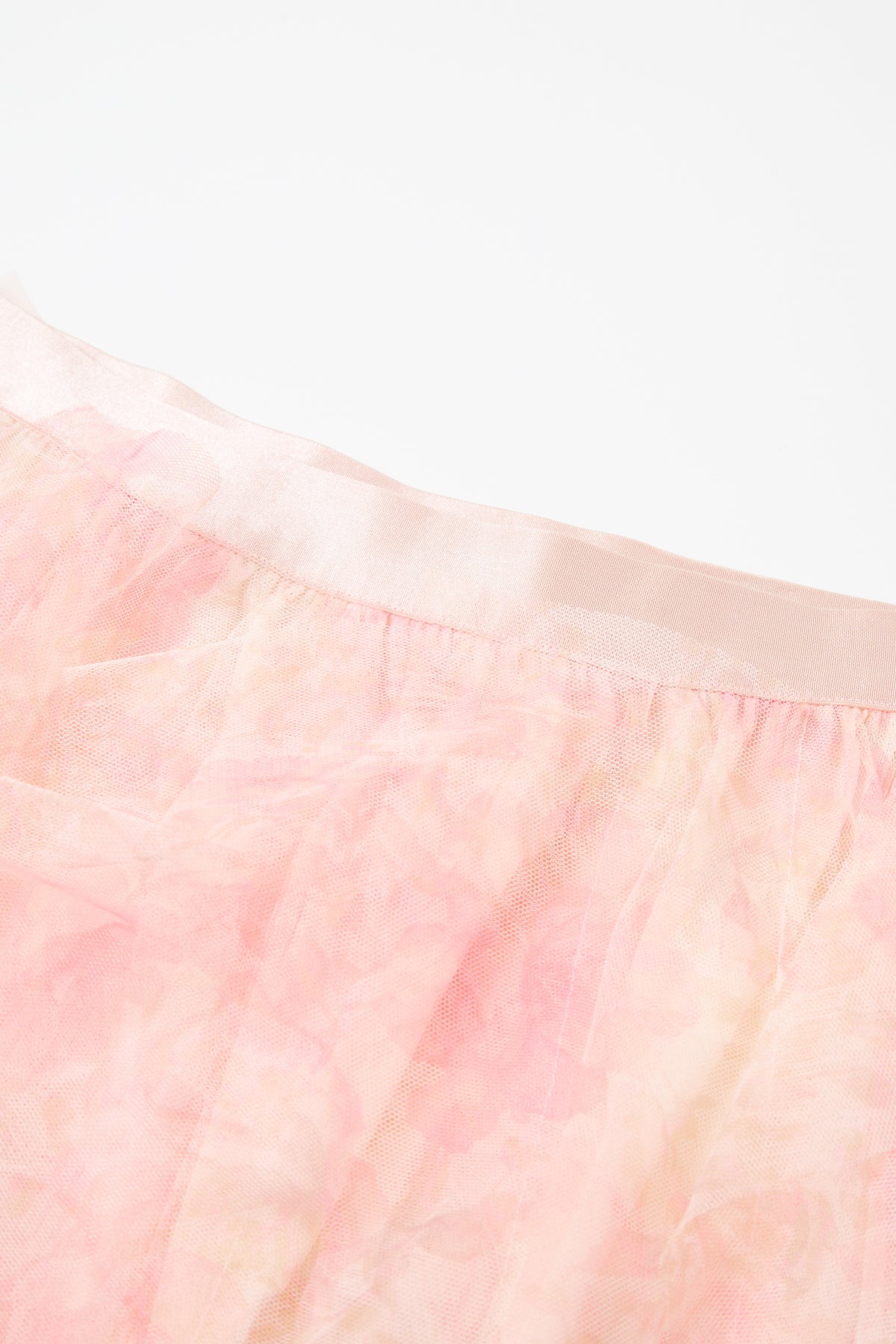 Printed Ruffle Tulle Midi Skirt