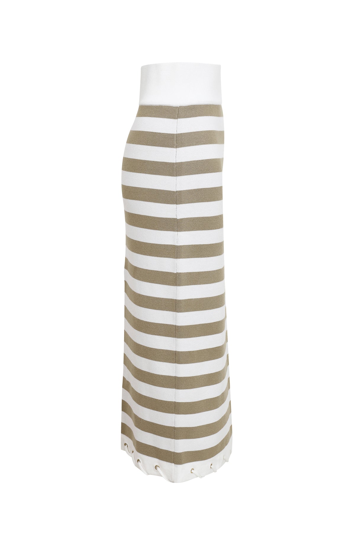 Knit Stripe Rope Embellished Midi Skirt