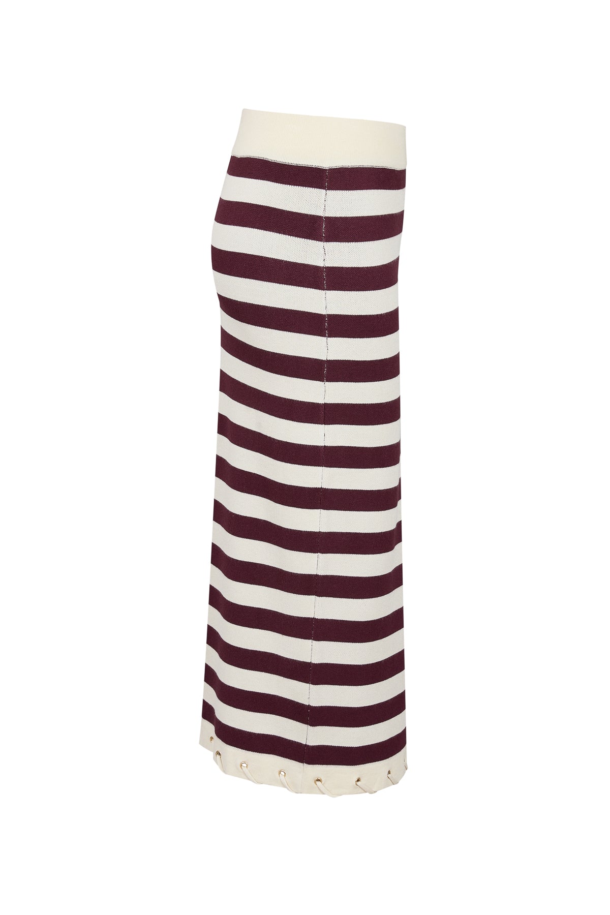 Knit Stripe Rope Embellished Midi Skirt