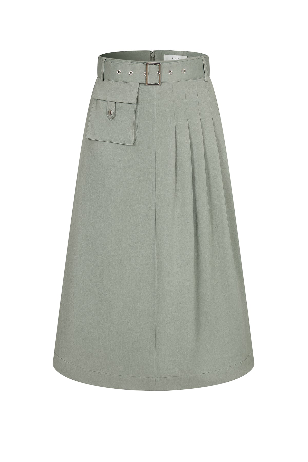 Axelle Woven Half Pleated Cargo Midi Skirt