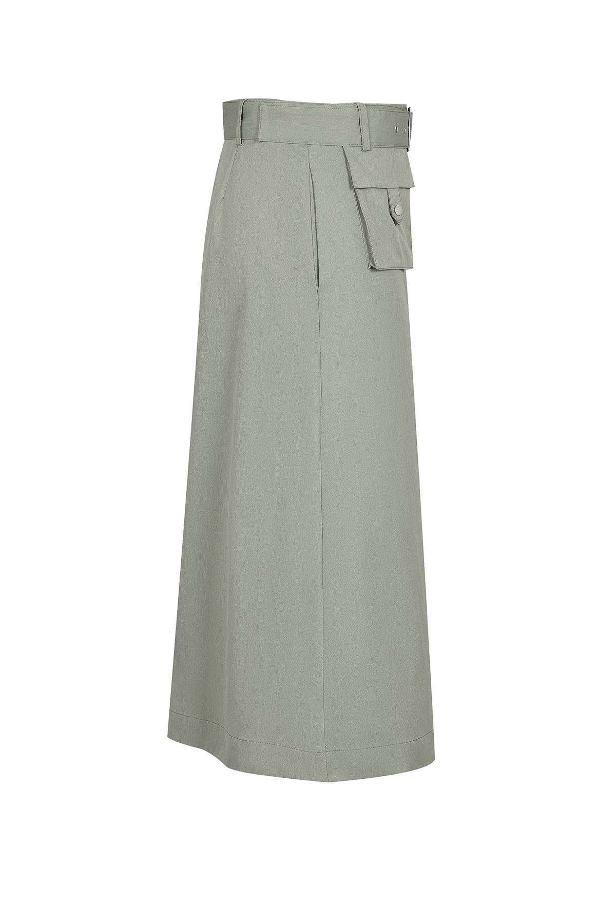 Axelle Woven Half Pleated Cargo Midi Skirt