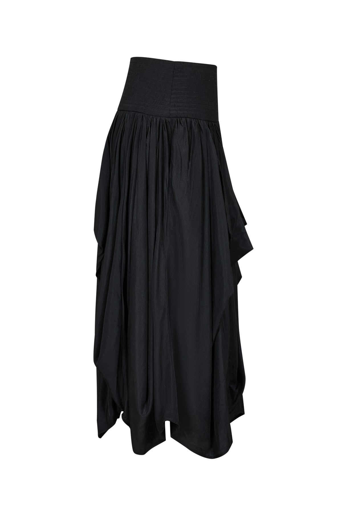 Woven Draped Voluminous Midi Skirt