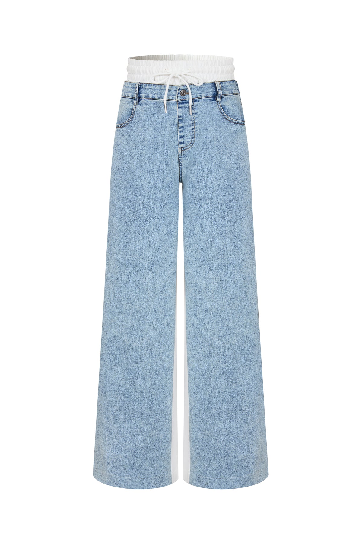 Knit Denim Mix Wide Pants