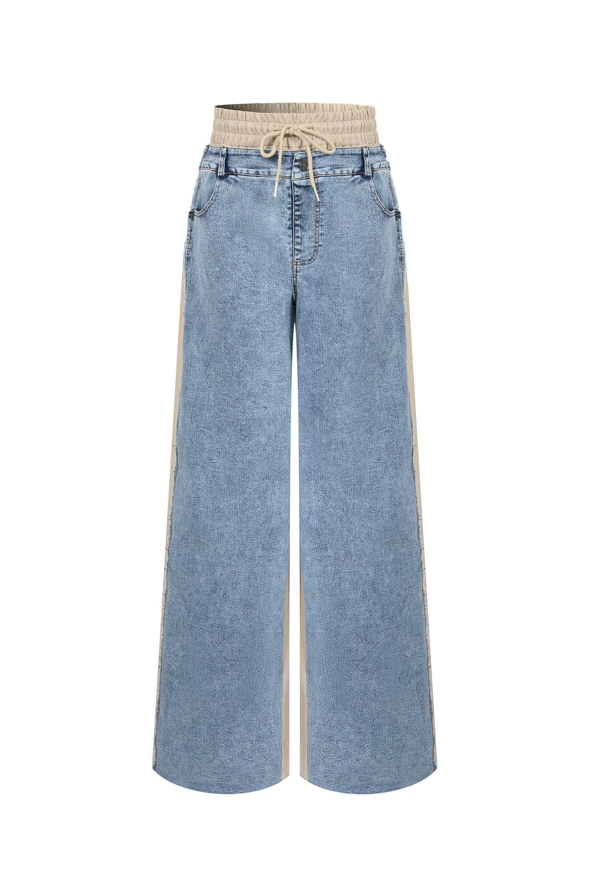 Knit Denim Mix Wide Pants