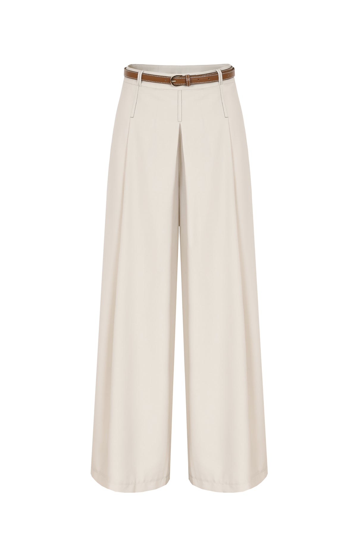 The Isometric Woven Pleat Pants with Belt