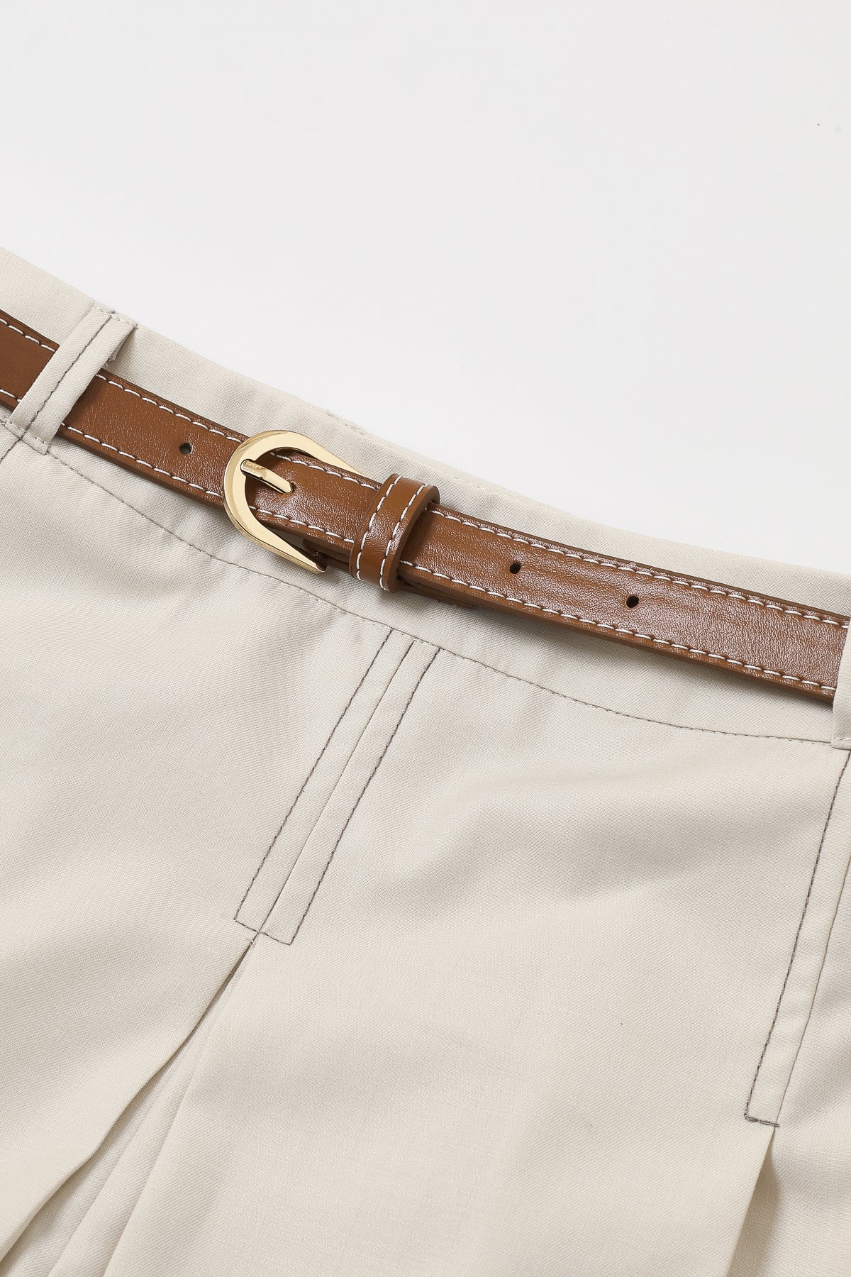 The Isometric Woven Pleat Pants with Belt