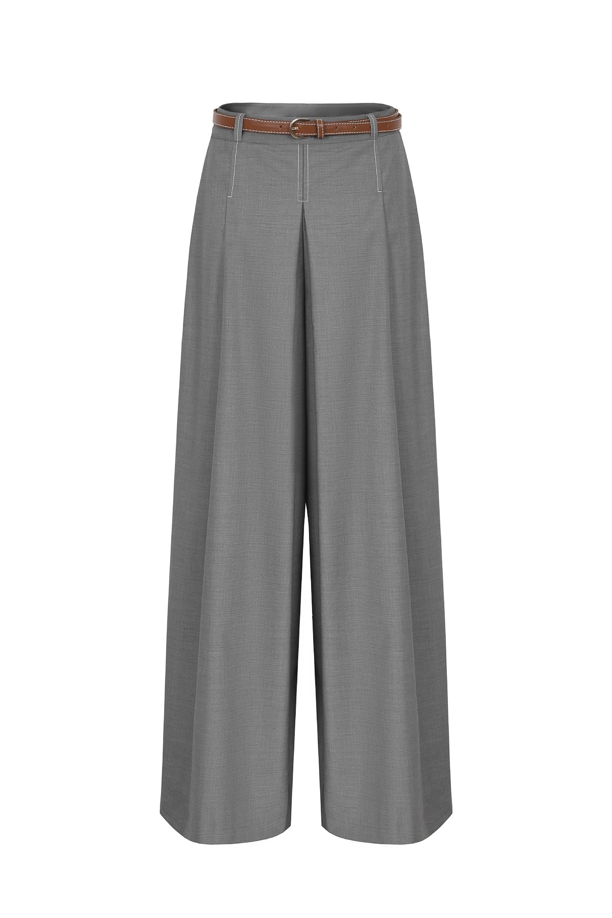The Isometric Woven Pleat Pants with Belt