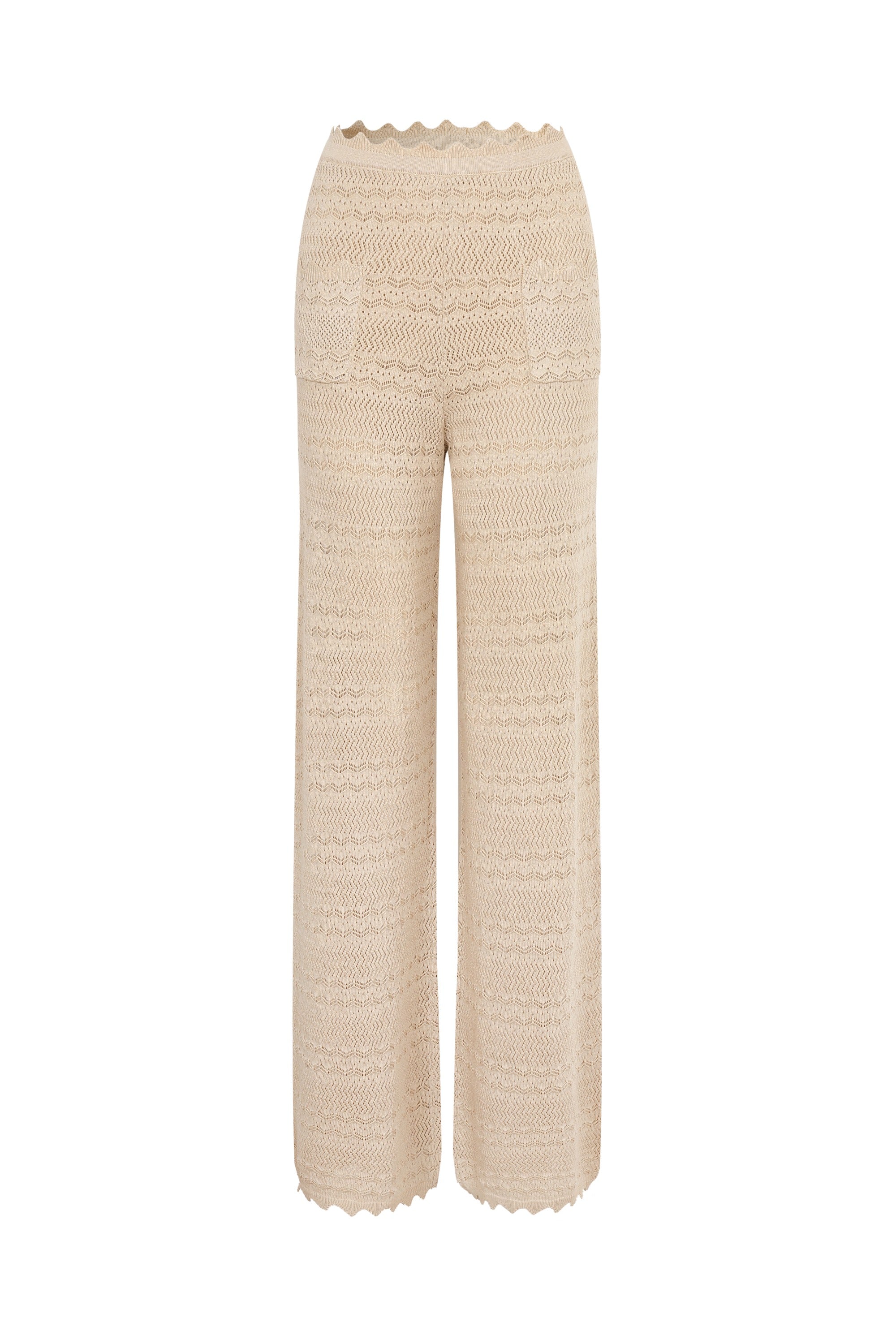 Élégie Pointelle Knit Wide Leg Pants with Patch Pockets