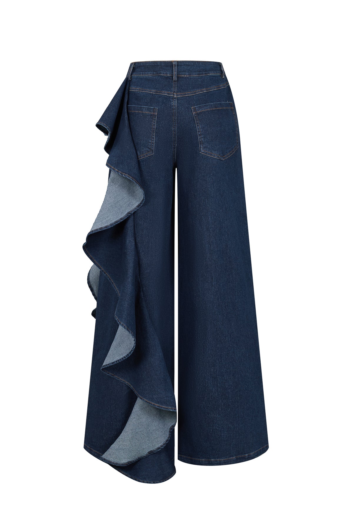 Ruffle Detail Wide Leg Jean