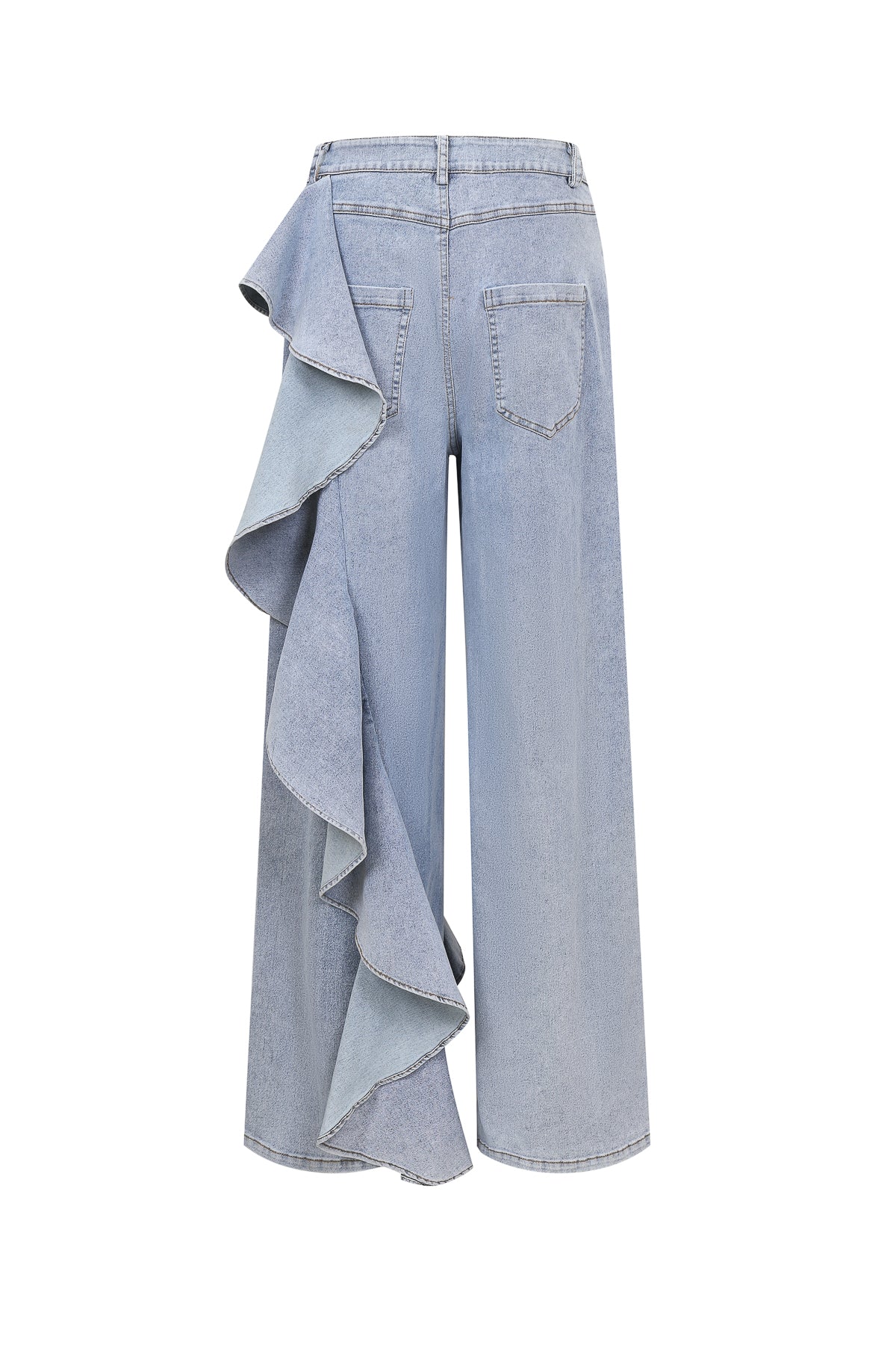 Ruffle Detail Wide Leg Jean