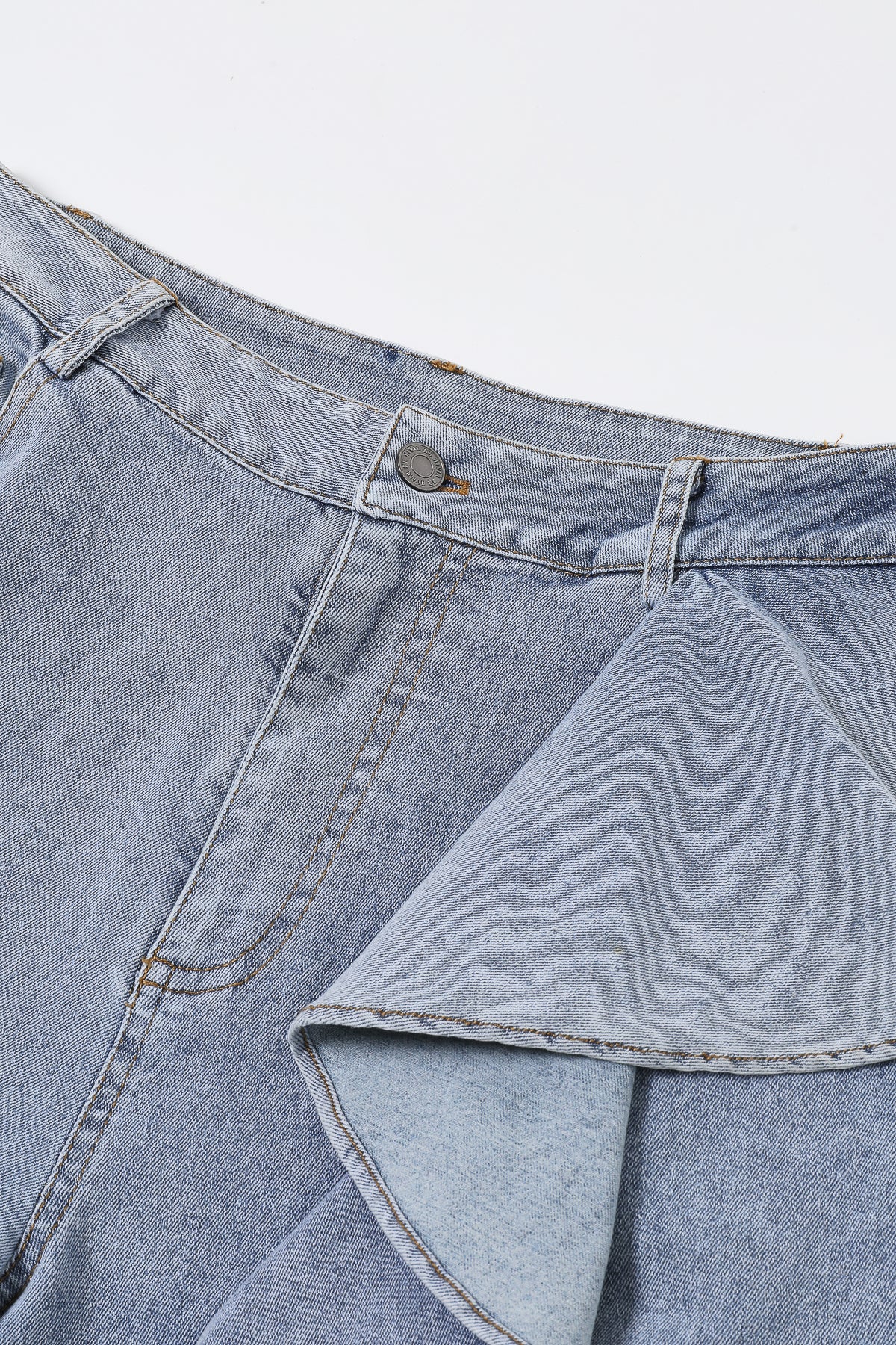 Ruffle Detail Wide Leg Jean