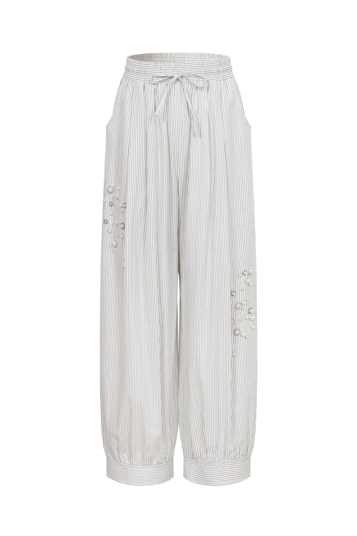 The Eloquence Oxford Embellished Stripe Balloon Pants